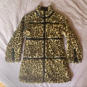 Leopard print fur coat